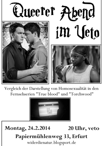 Beginn 20 Uhr. Vergleich der Darstellung von Homosexualität in den Fernsehserien true blood und torchwood.